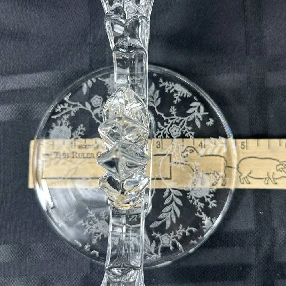 Vintage Crystal Fostoria Baroque‎ Double Candle Sticks Chintz Etched Pattern